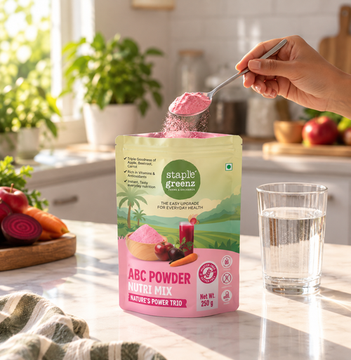 Take spoonful of ABC Juice Powder 