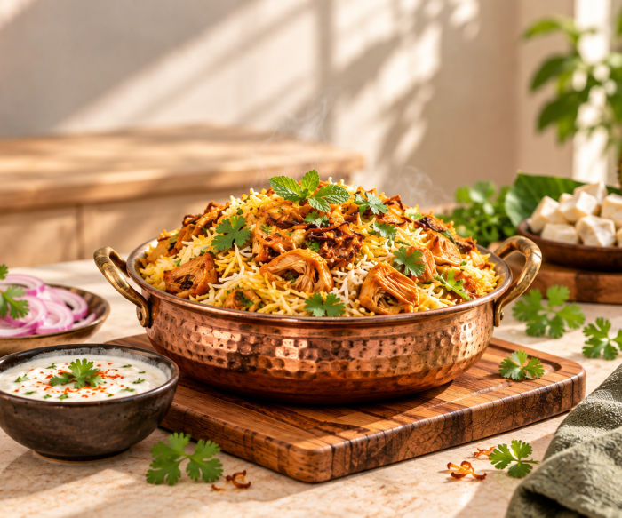 Tender Jackfruit Hyderabadi Biryani