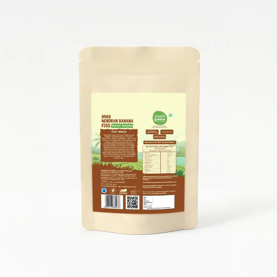 Packaging of dried Nendran banana figs